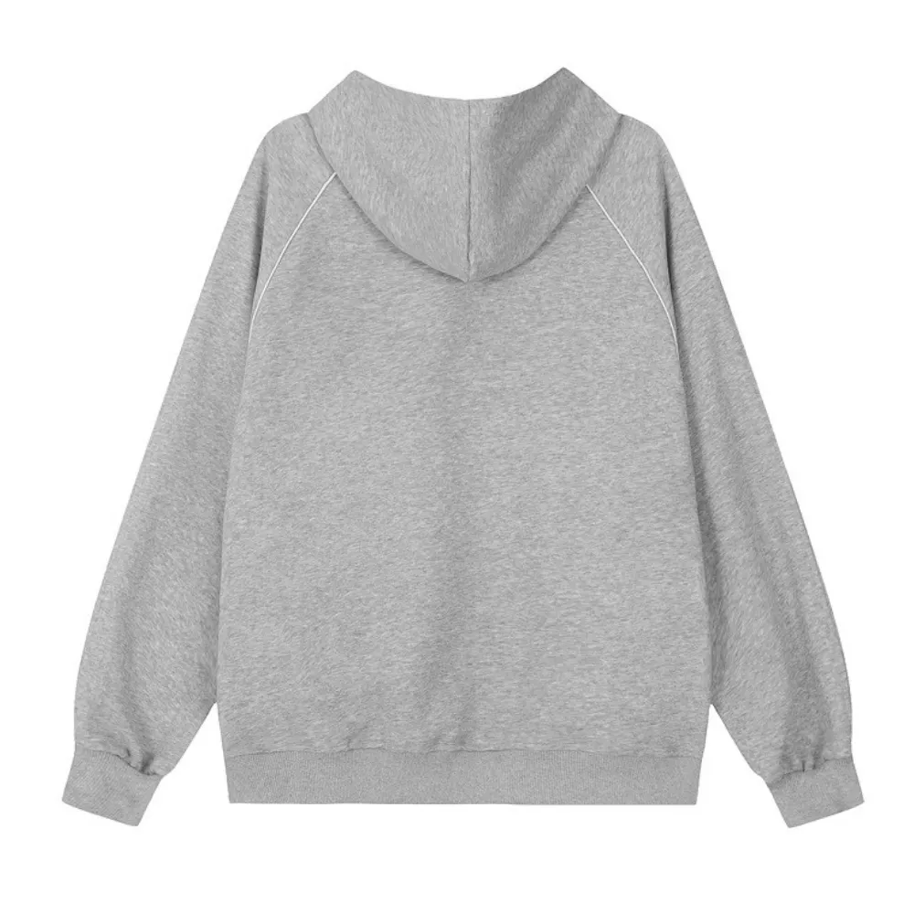 Contrast Color Line Embroidery Hoodie