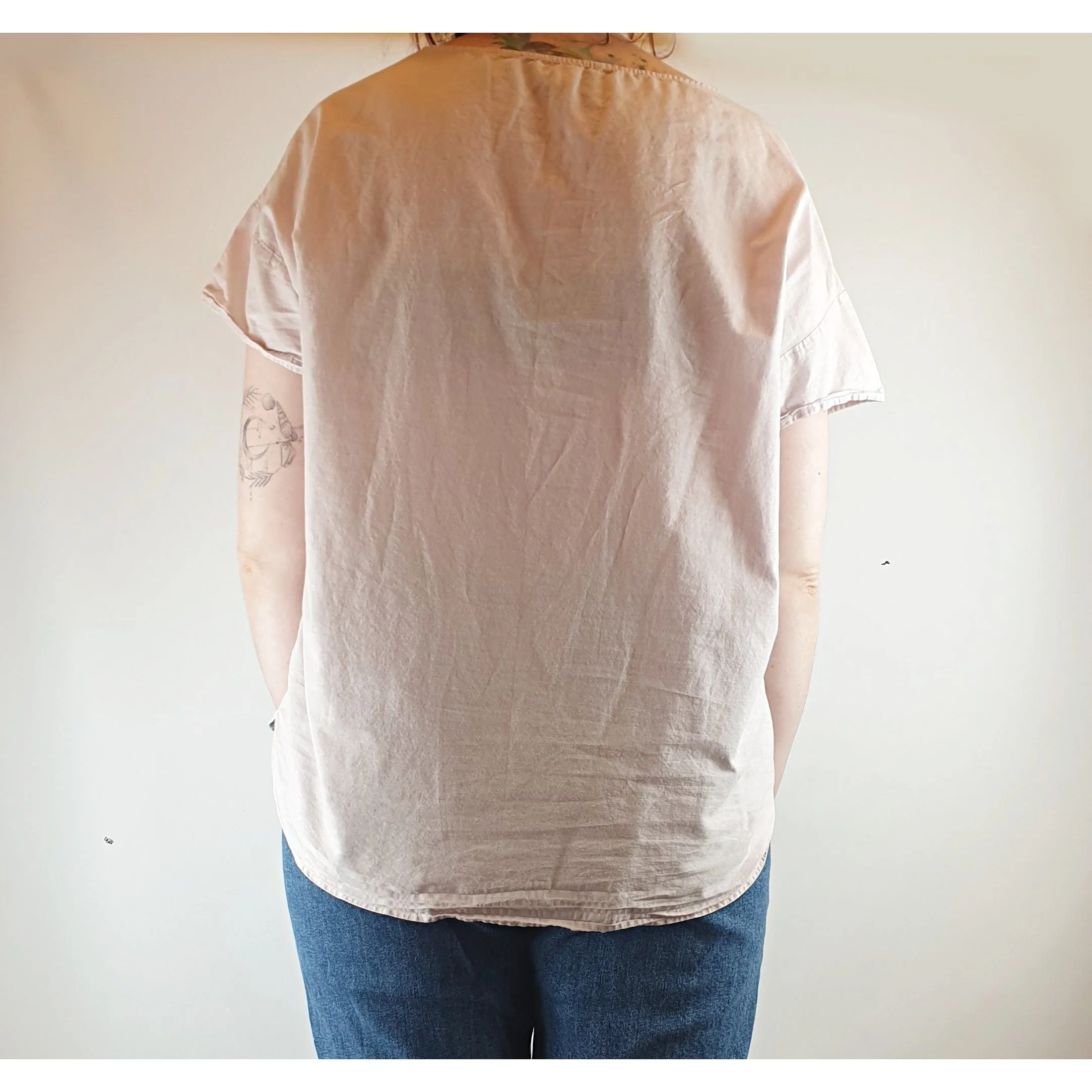 Cos Pink cotton-linen top with cute front pocket size M (best fits size 12)