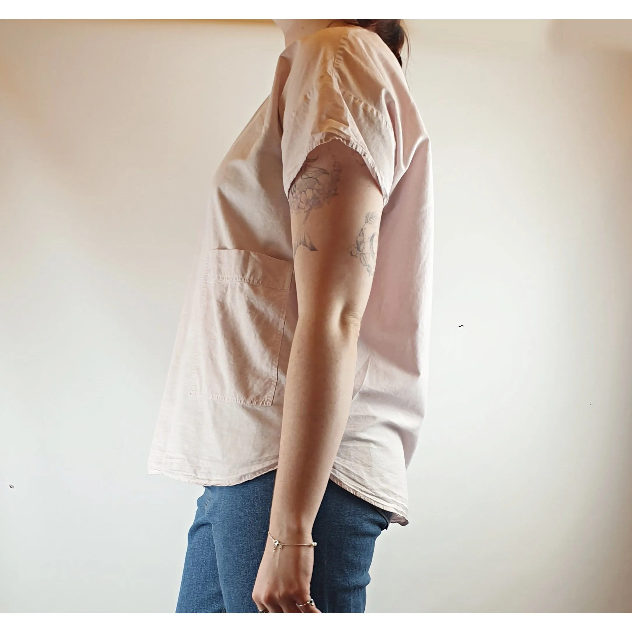 Cos Pink cotton-linen top with cute front pocket size M (best fits size 12)
