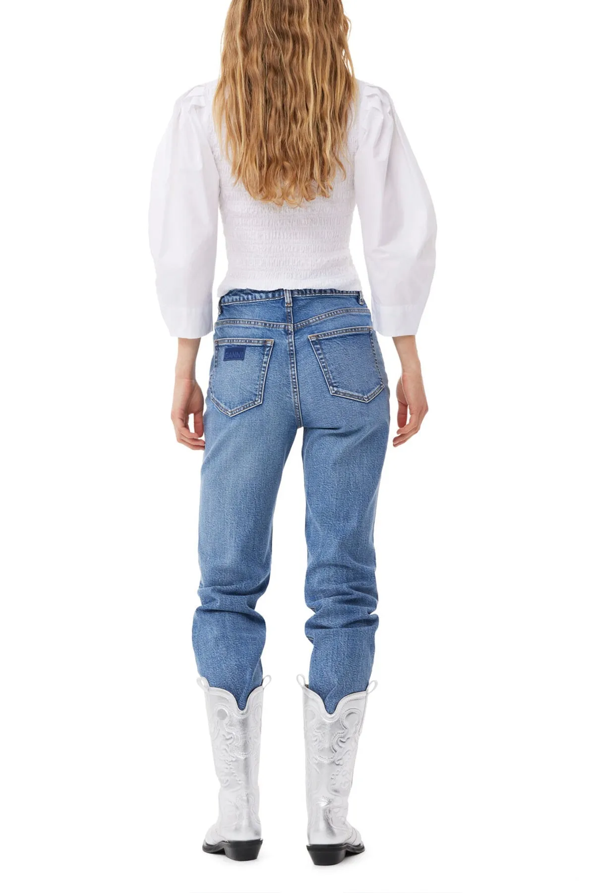 Cotton Poplin Smock Blouse in Bright White