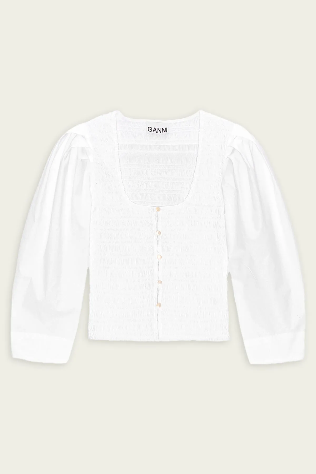Cotton Poplin Smock Blouse in Bright White