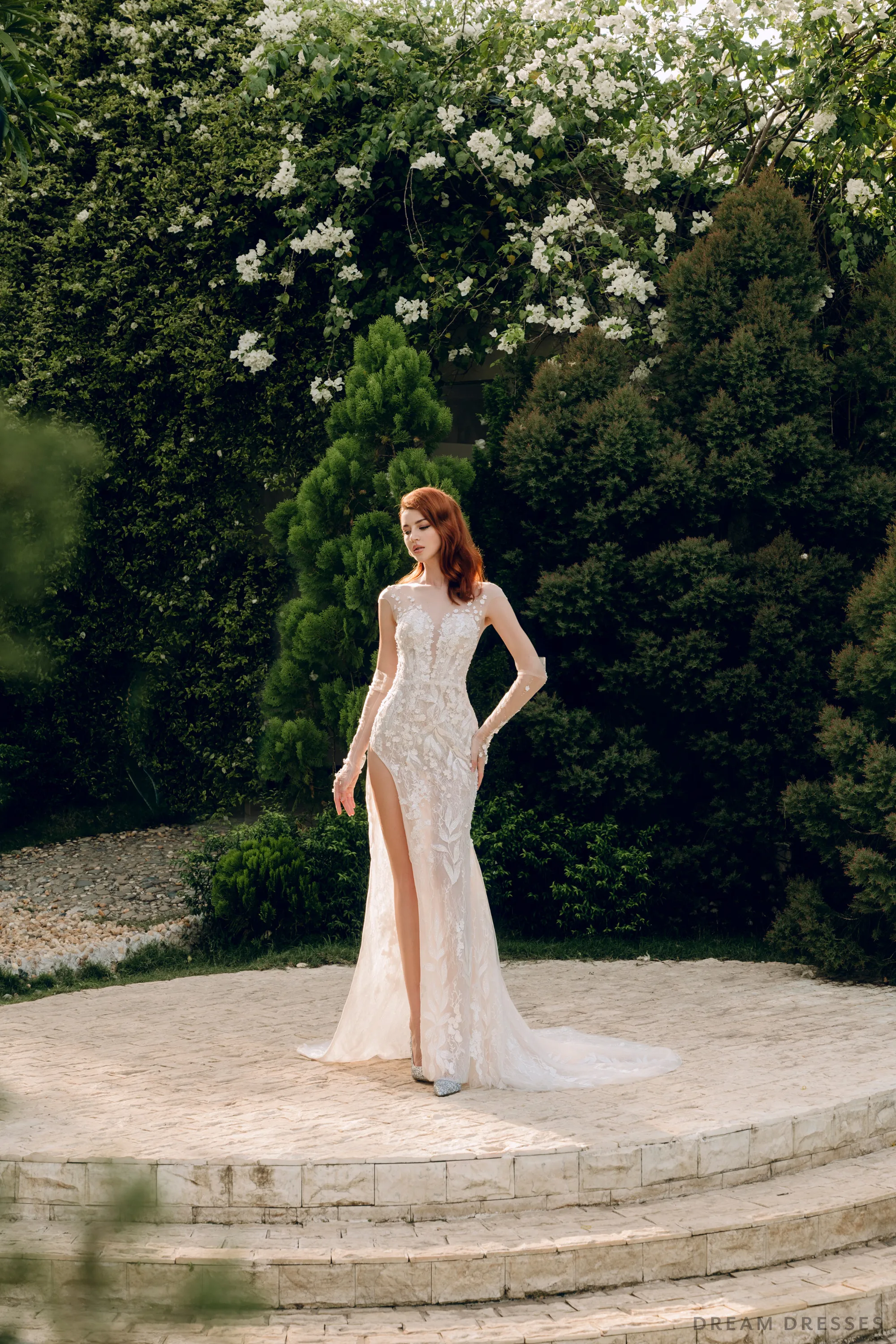 Couture Lace Wedding Dress with High Slit (#KRISTIN)