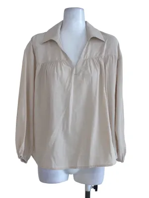 Cream Plain Satin Blouse