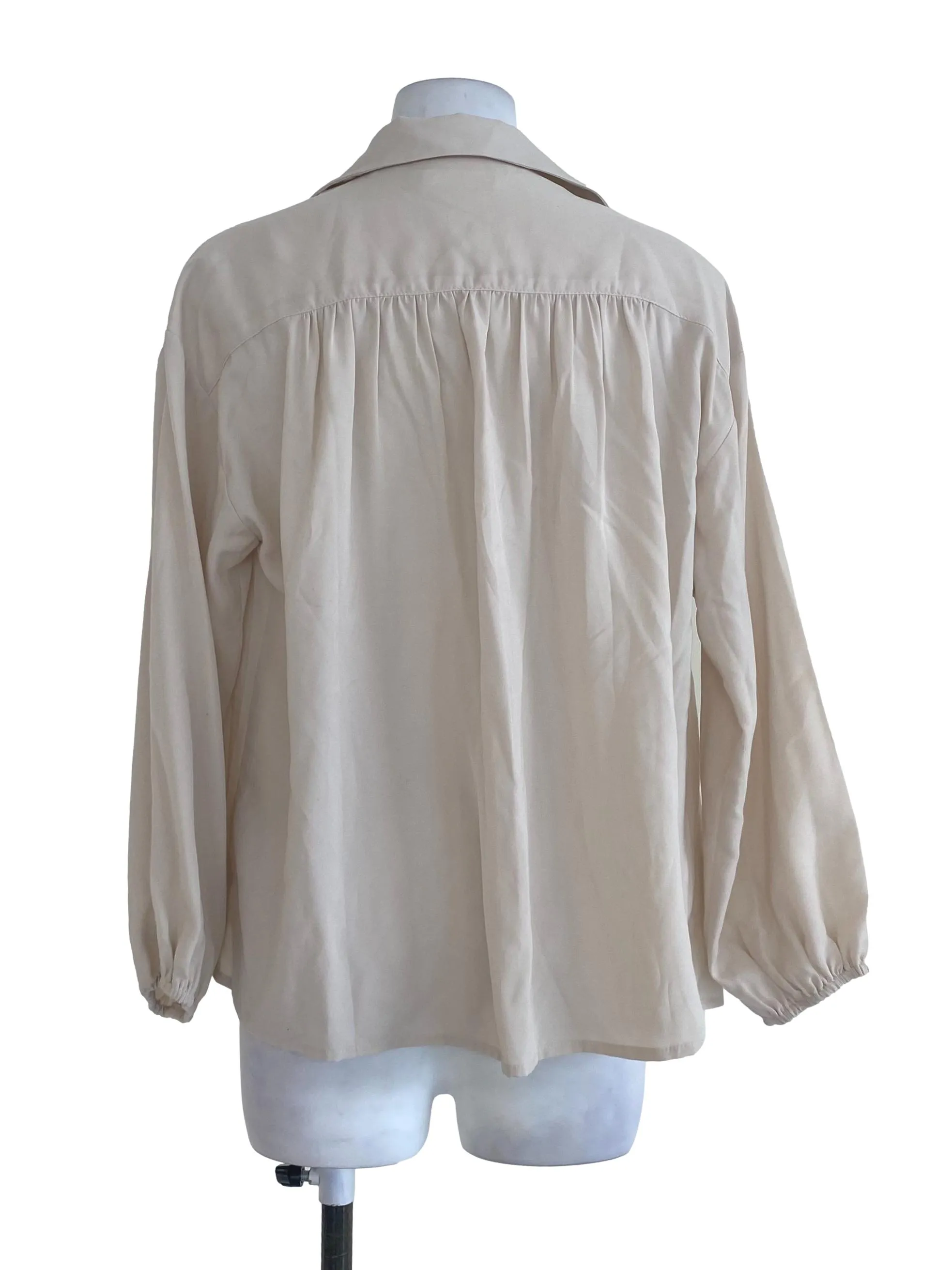 Cream Plain Satin Blouse