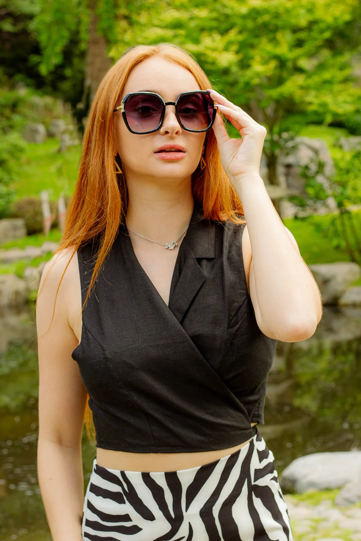 Cropped Wrap Shirt Tie Top