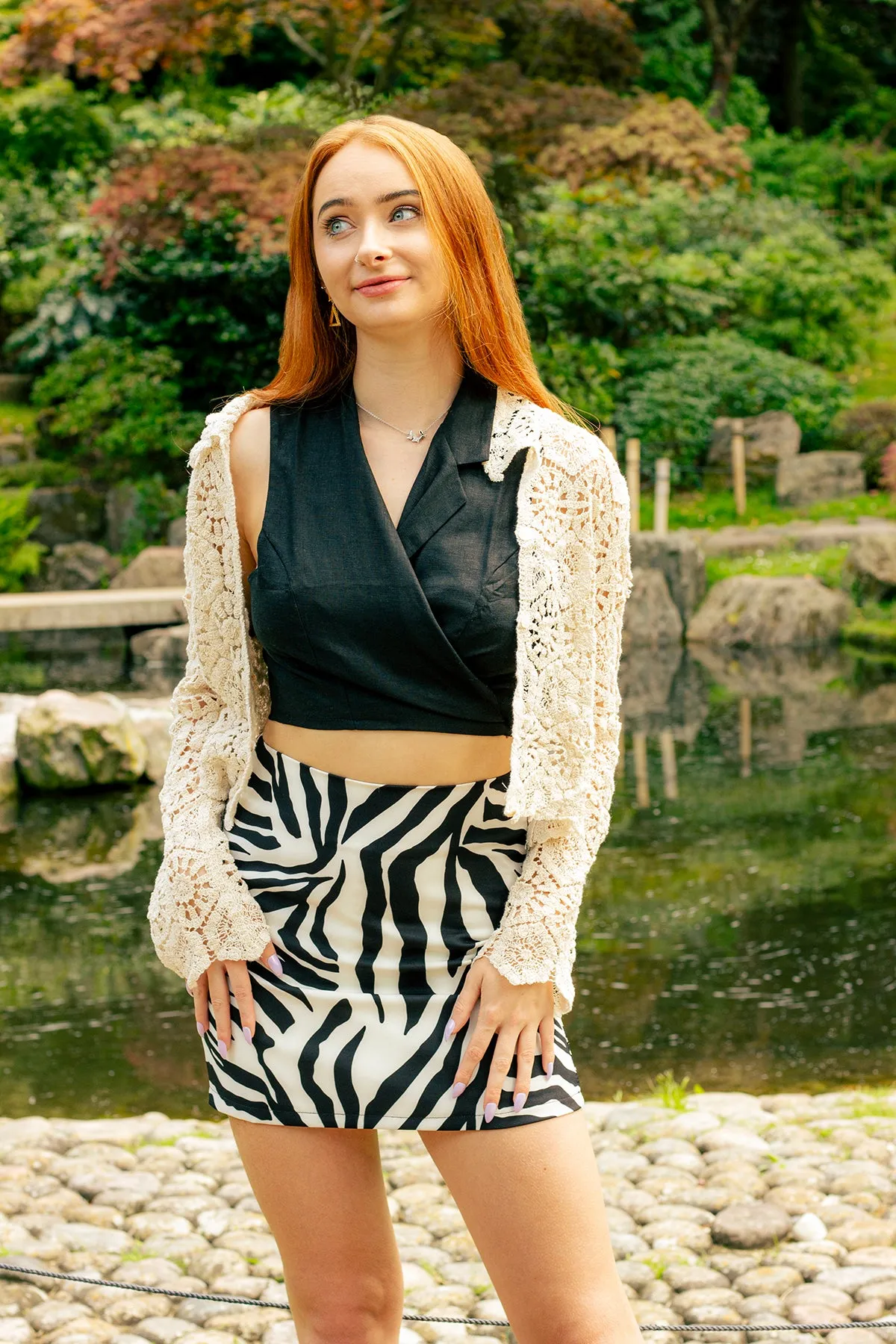 Cropped Wrap Shirt Tie Top