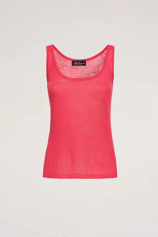 CUNICOLO B FUCHIA LINEN-BLEND TANK TOP