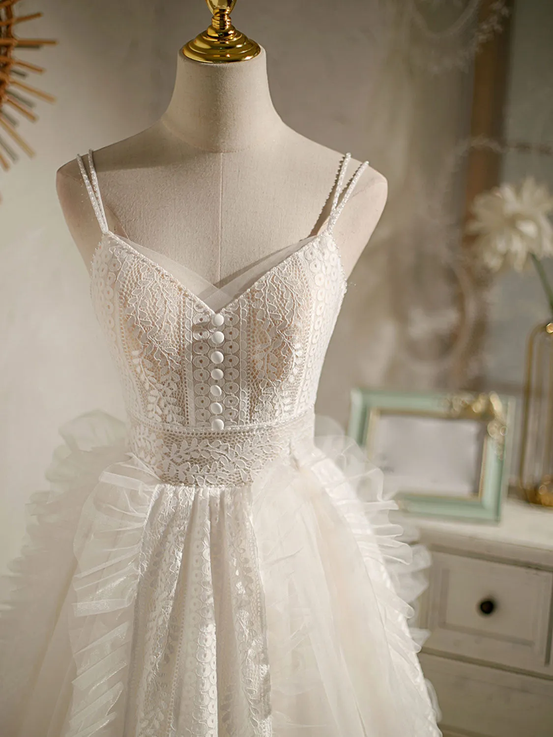 Cute v neck tulle lace short prom dress lace cocktail dress