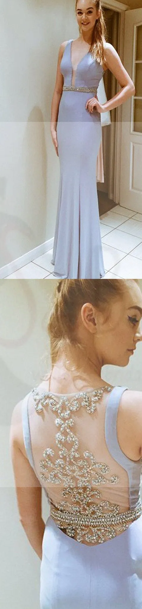 Deep V-Neck Prom Dresses, Side Slit Prom Dresses, Pretty Dresses, See-through Back Prom Dresses, Cocktail Prom Dresses, Evening Dresses, Long Prom Dress, Prom Dresses Online
