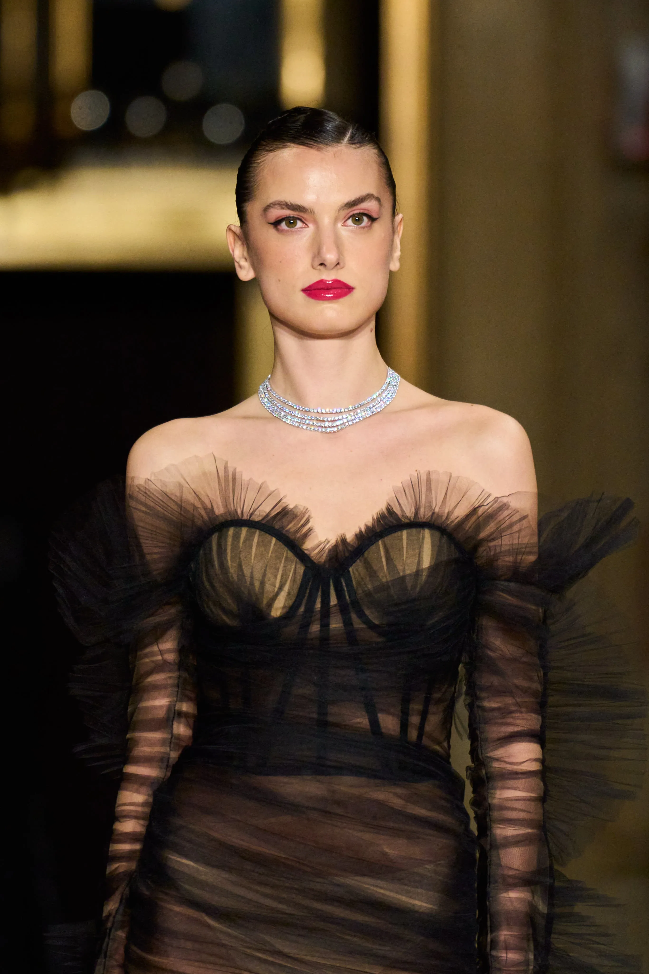 Draped Tulle Cocktail Dress