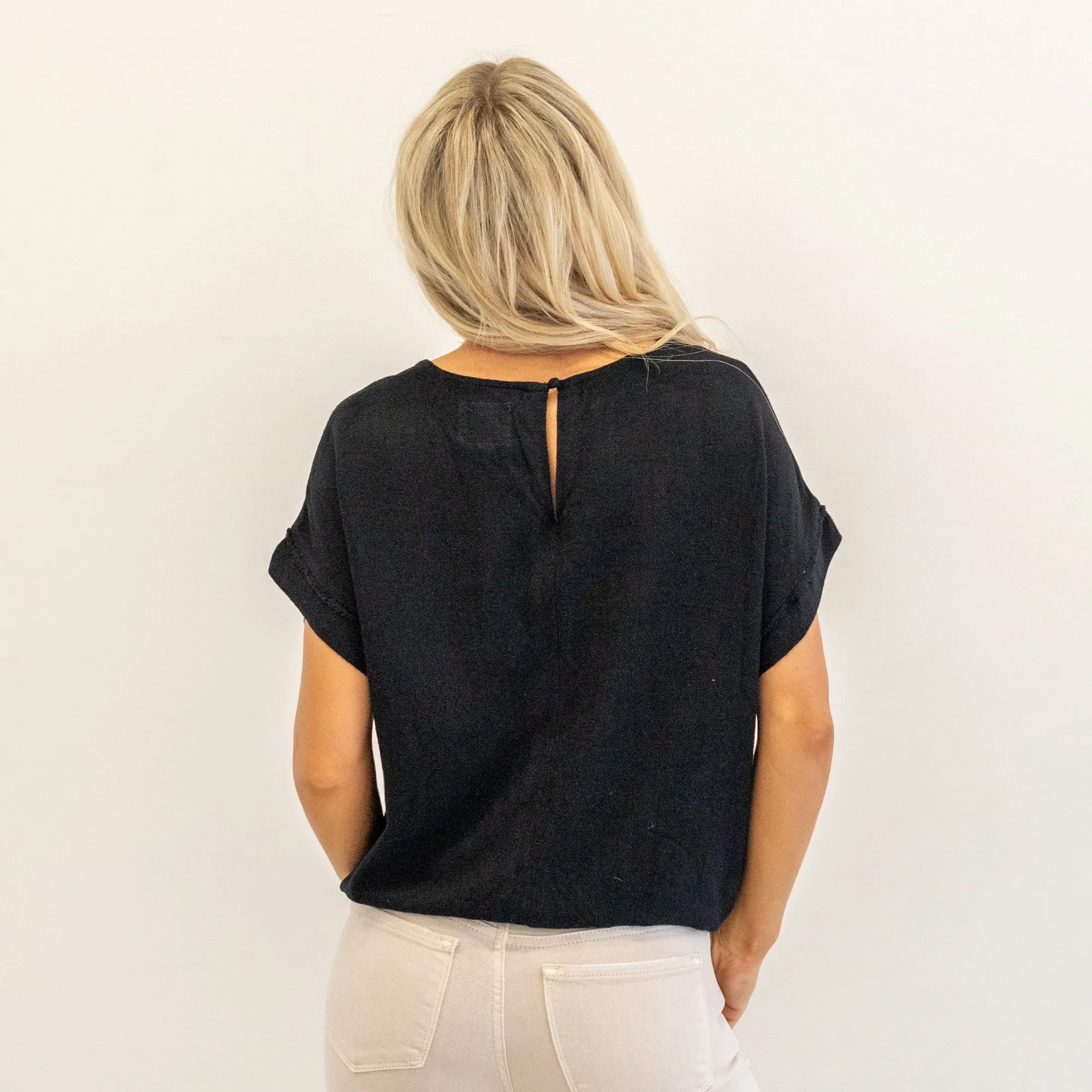 Drawstring Hem Round Neck Short Sleeve T-Shirt