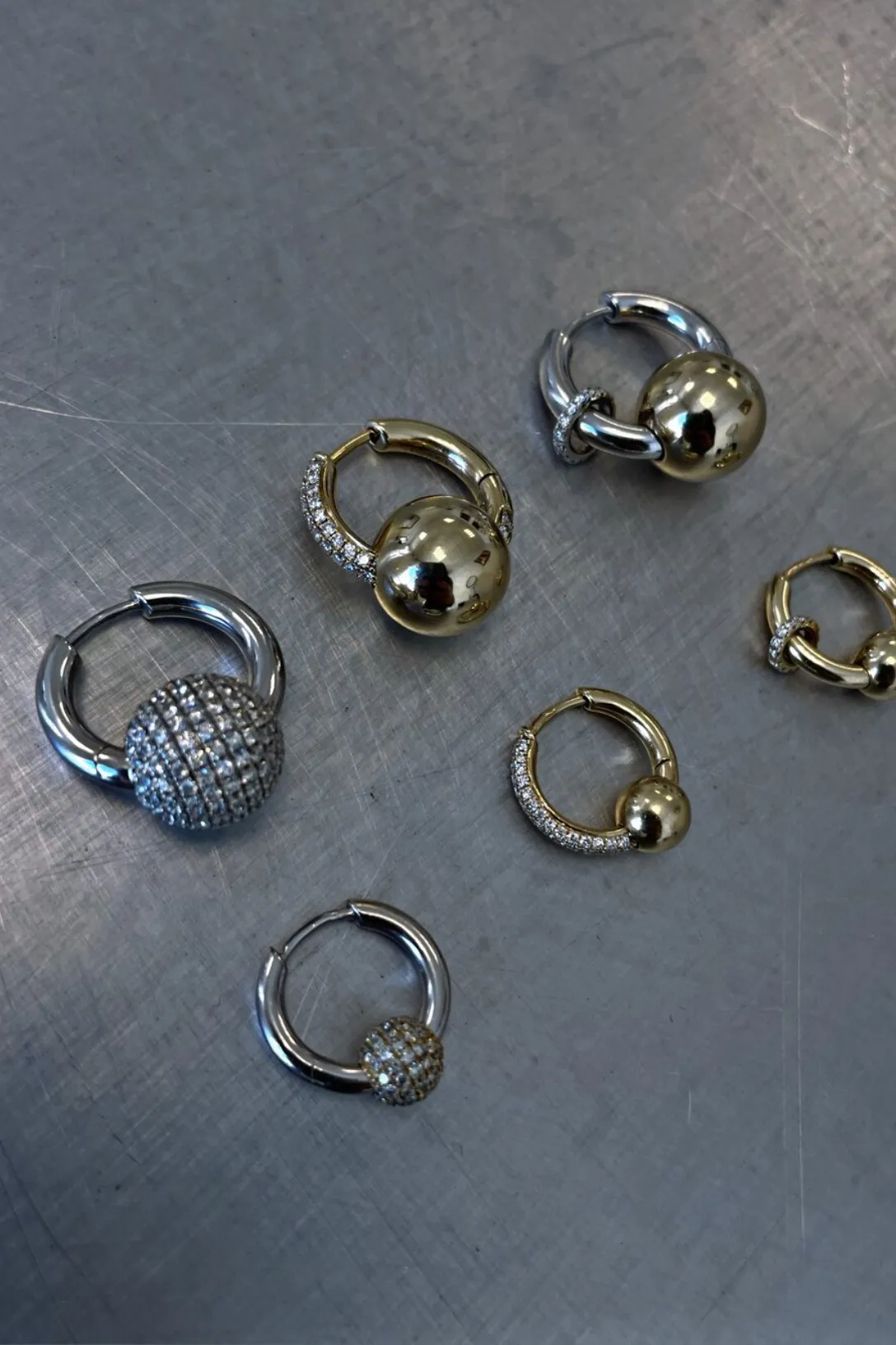Earring Piercing Small Line Pave | White Gold