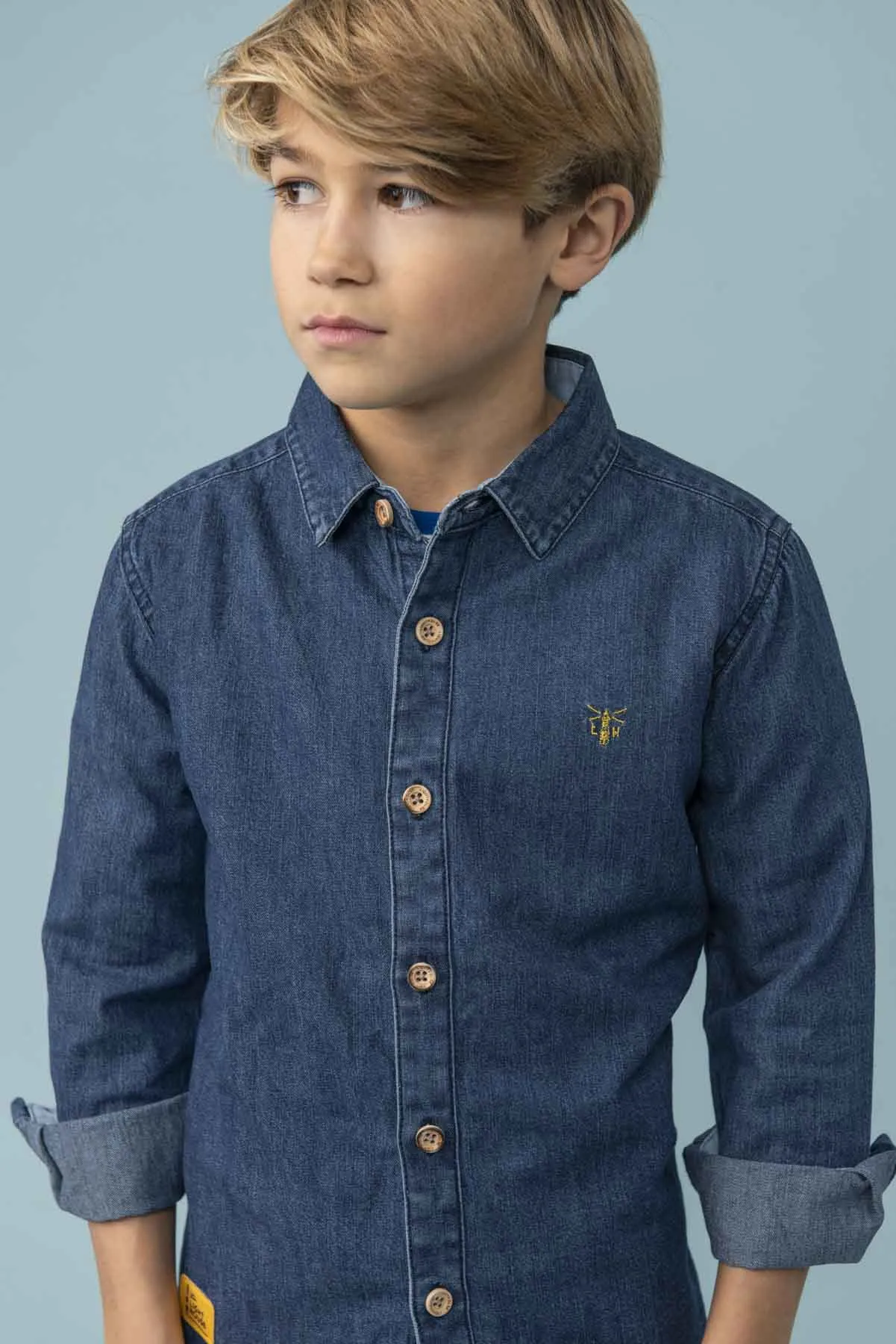 Elliot Boys Shirt - Washed Denim