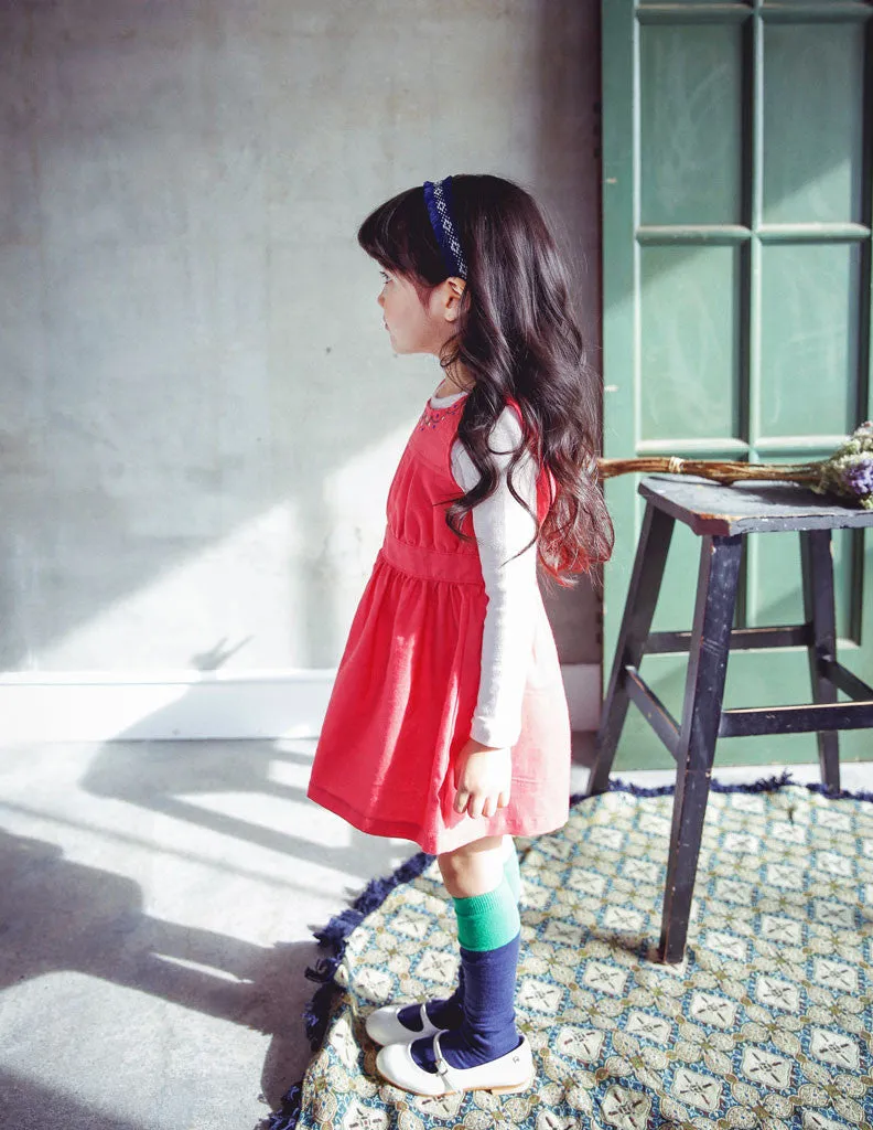 Embroidered A-Line Dress Salmon