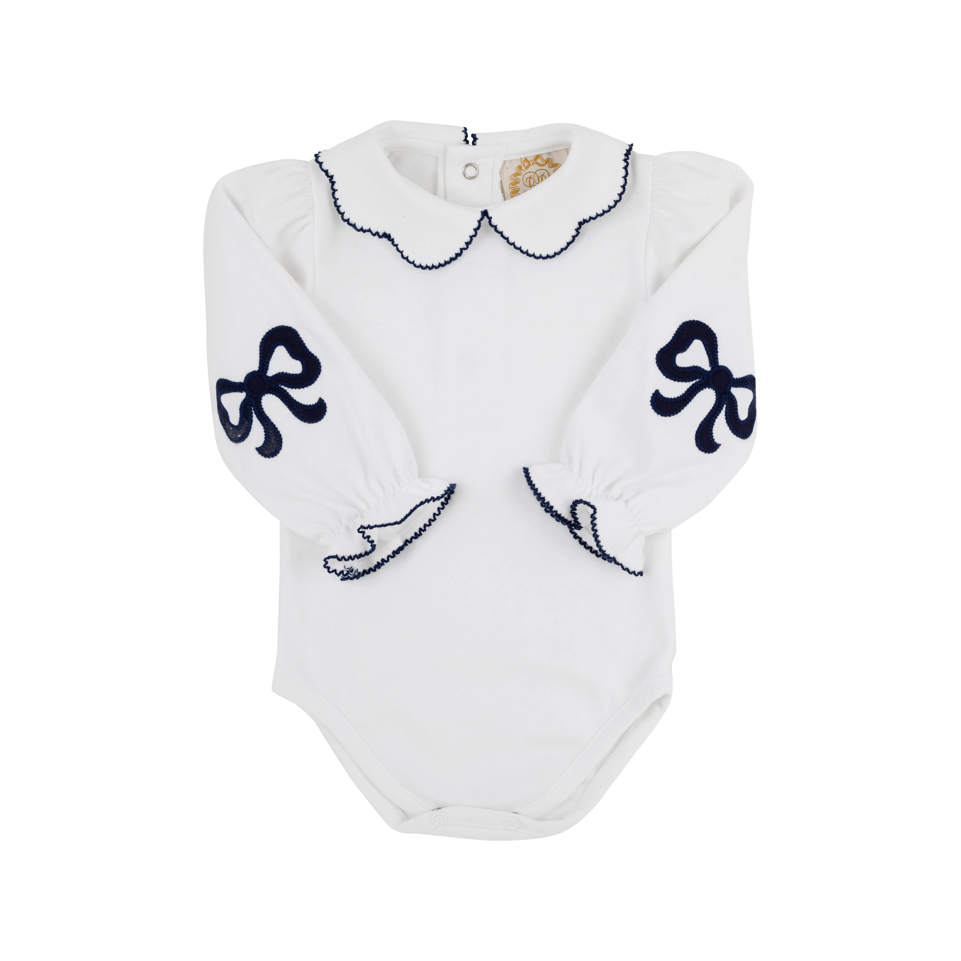 Emma's Elbow Patch Top - Worth Avenue White with Nantucket Navy Bows