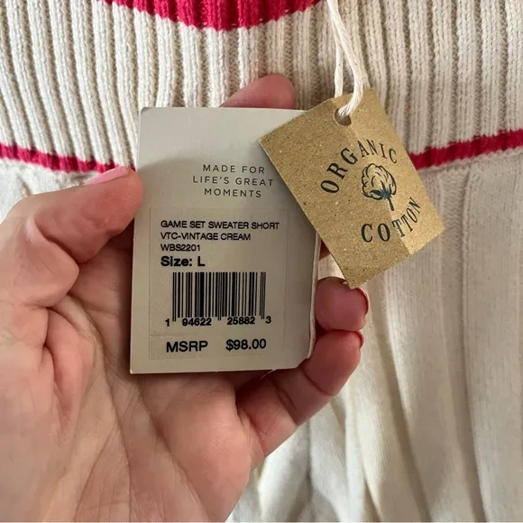 Faherty / NWT Game Set Sweater Short in Vintage Cream