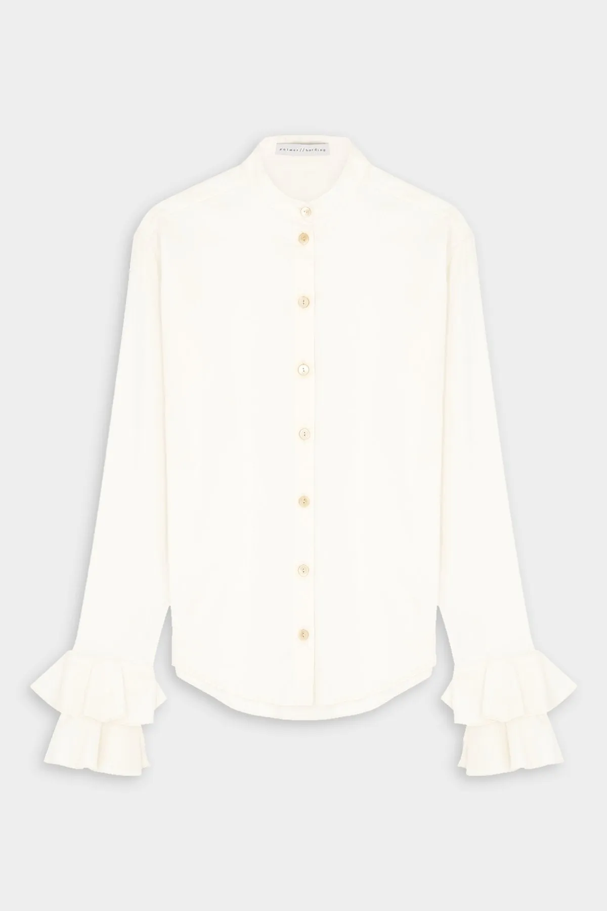 Flourish Flounce Cuff Shirt in White