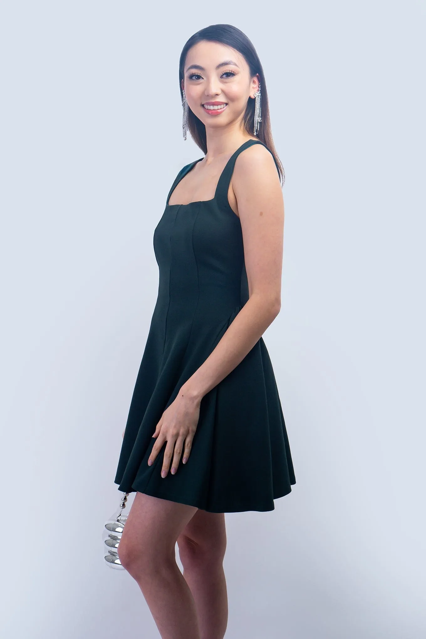 Forest Green Square Neck Dress