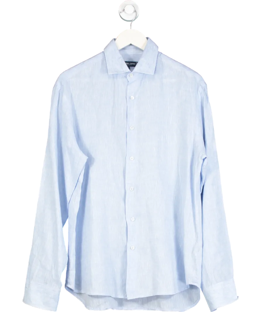 Frescobol Carioca Blue Antonio Linen Shirt UK L