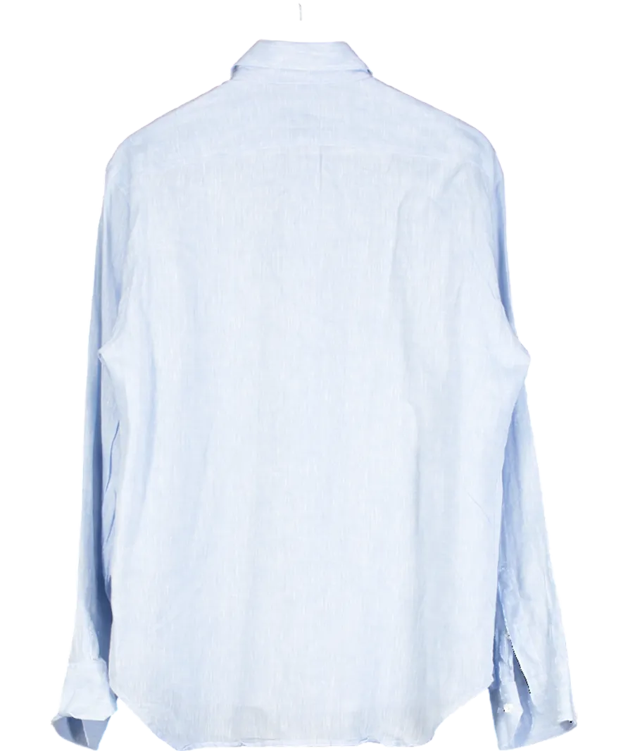 Frescobol Carioca Blue Antonio Linen Shirt UK L