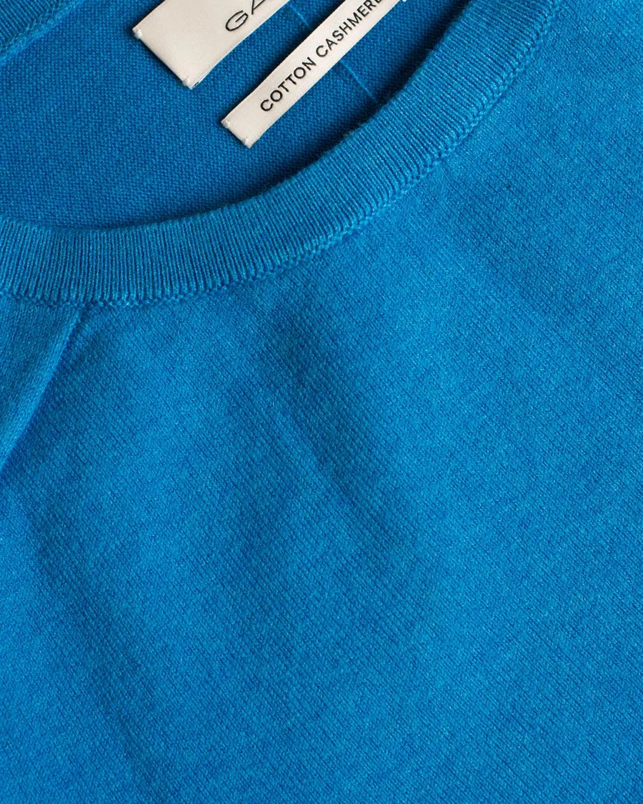 Gant Men's Cotton Cashmere Crew Sweater, Medium, Teal Blue