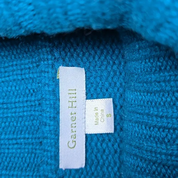 Garnet Hill Cashmere Two Ply Yarn Knit Cable Details Turtlekneck Sweater NWOT