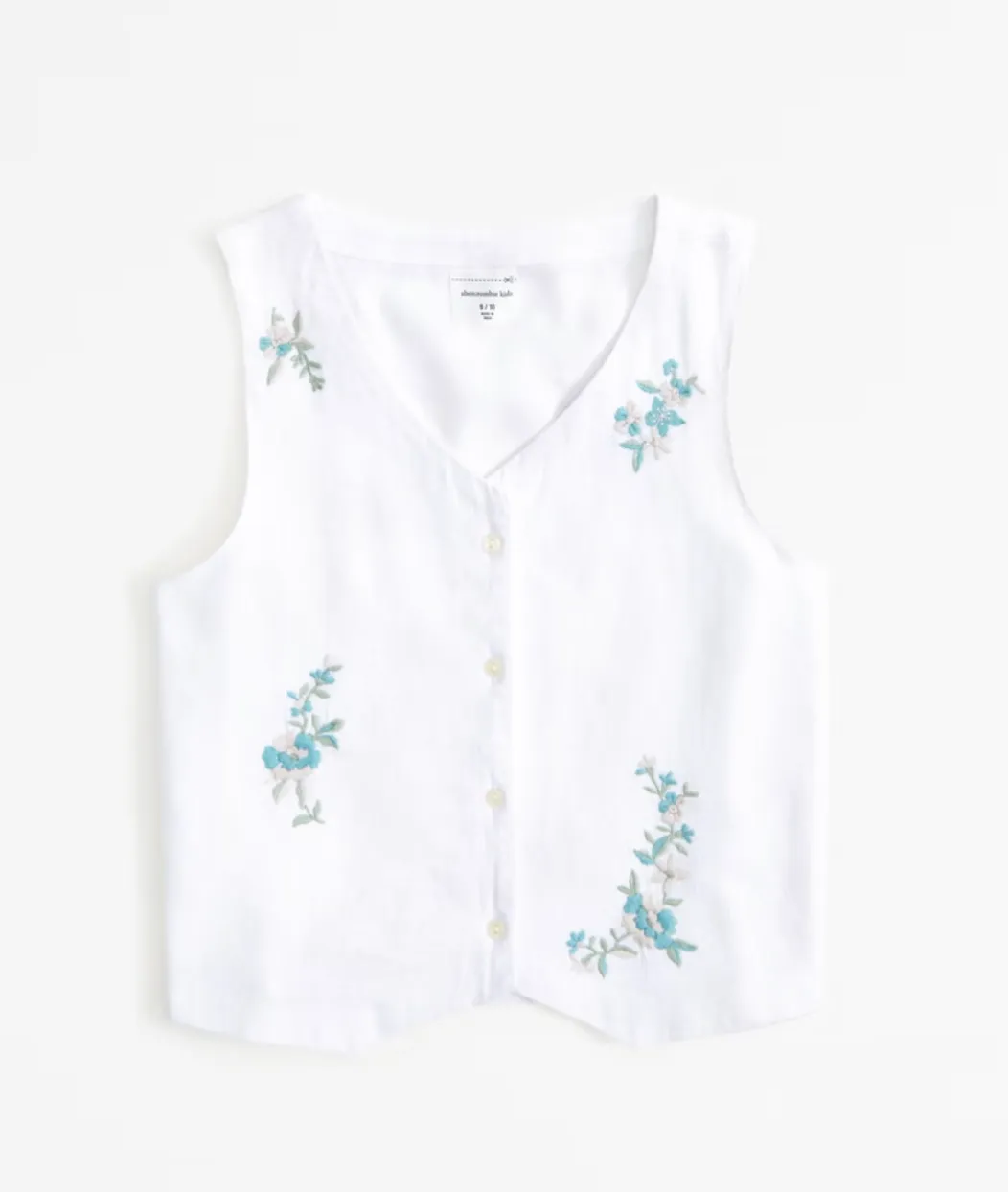 Girls Linen Blend Embroidered Set
