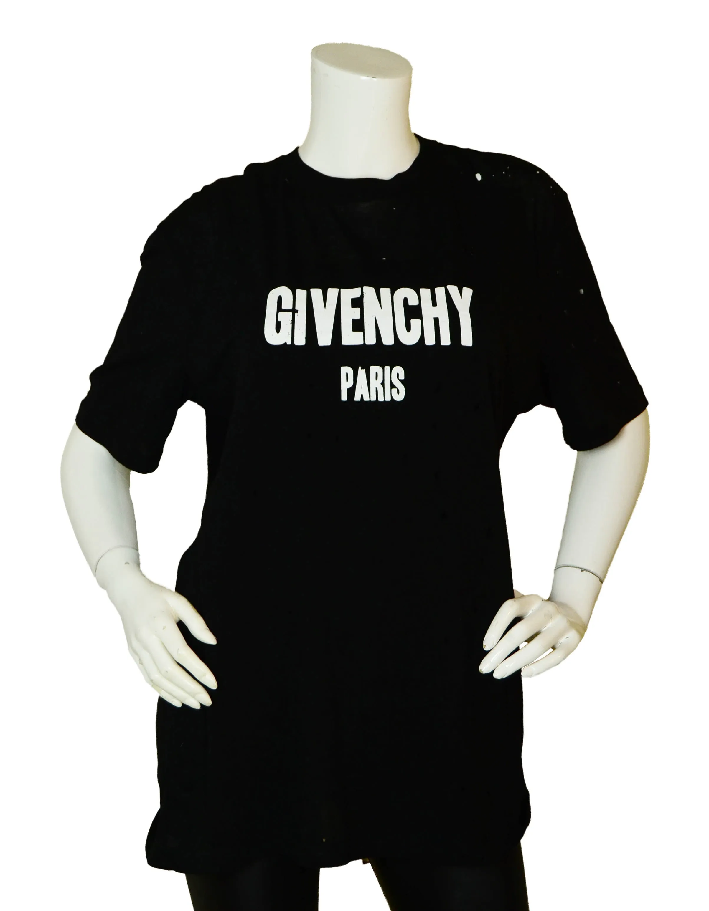 Givenchy NWT Black/White Distressed Logo Oversized T-Shirt sz M