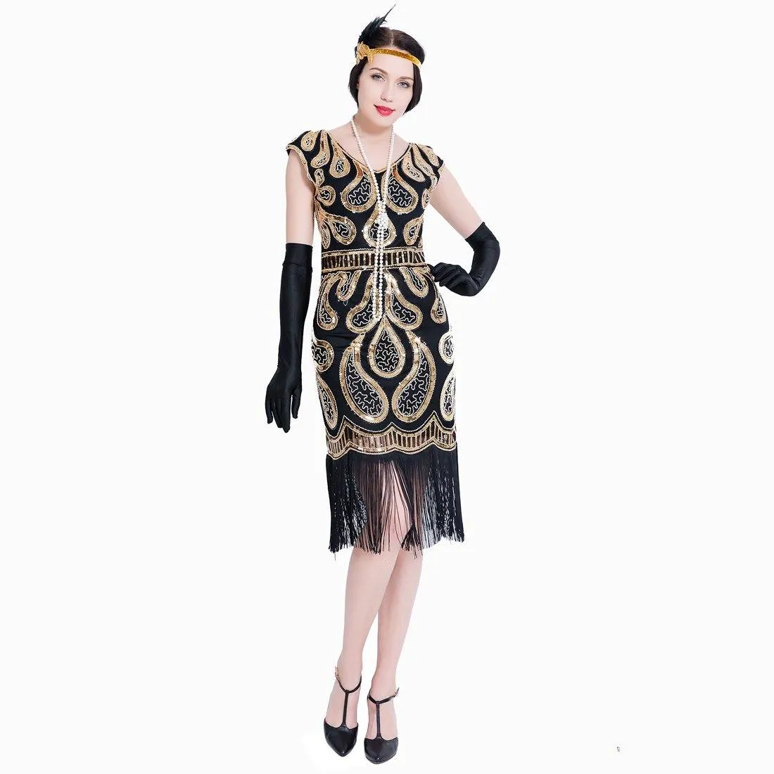 Gold Great Gatsby Dresses Sequin 1920s Peaky Blinder Themed Party |JaosWish