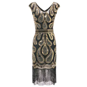 Gold Great Gatsby Dresses Sequin 1920s Peaky Blinder Themed Party |JaosWish