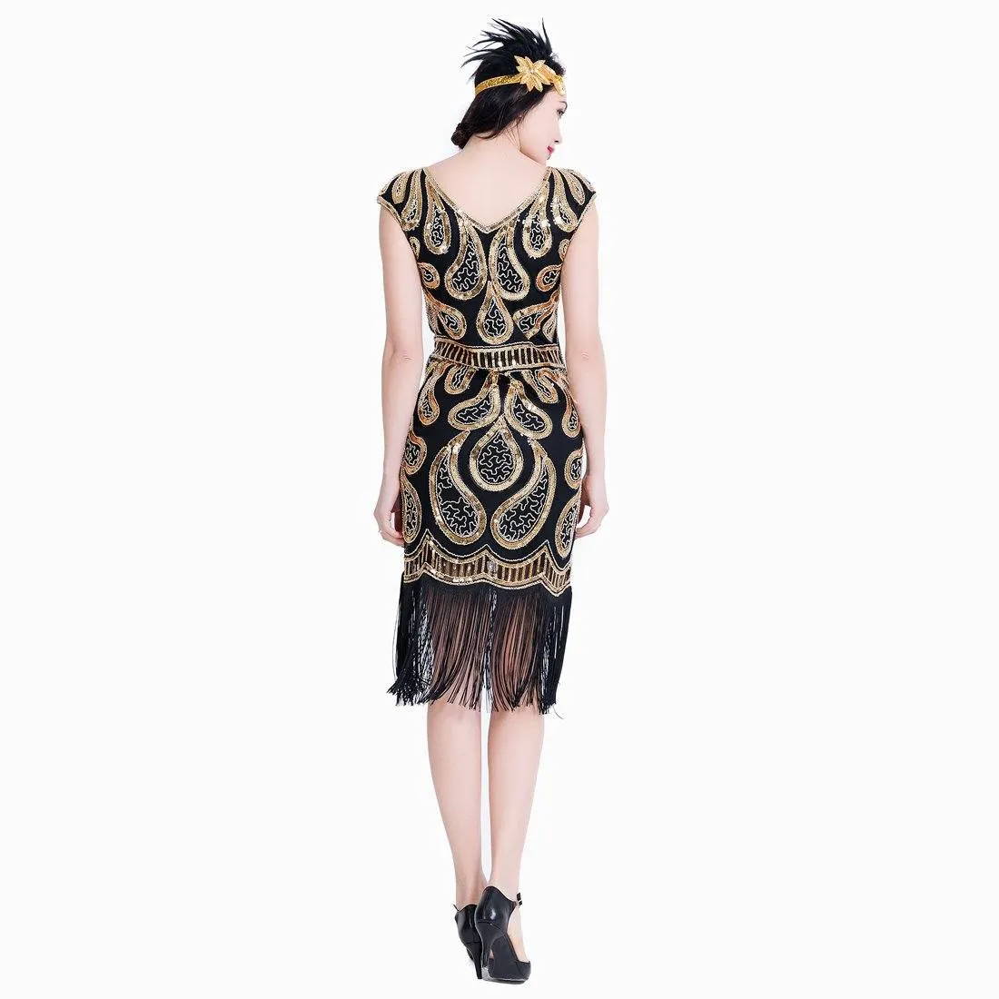 Gold Great Gatsby Dresses Sequin 1920s Peaky Blinder Themed Party |JaosWish