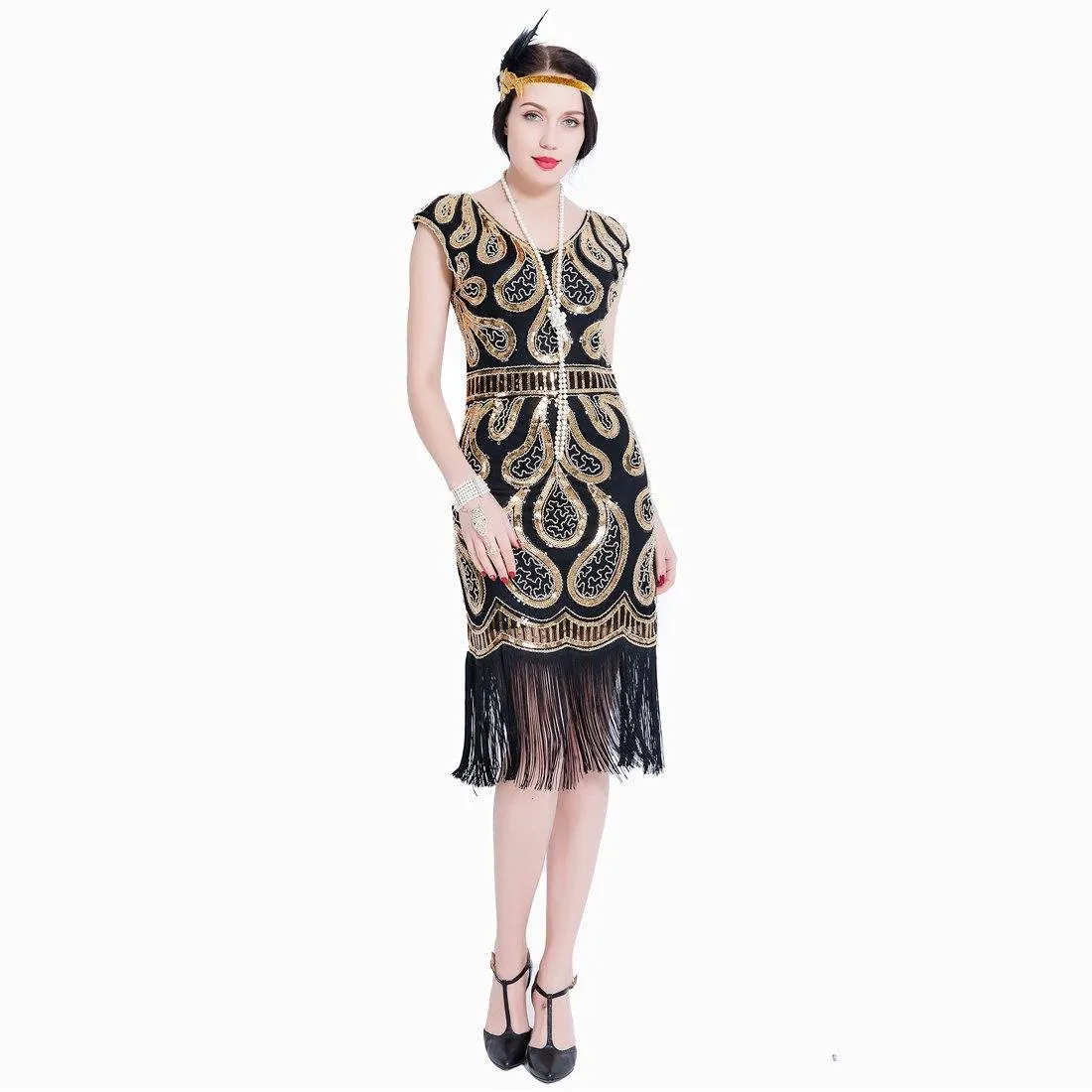 Gold Great Gatsby Dresses Sequin 1920s Peaky Blinder Themed Party |JaosWish