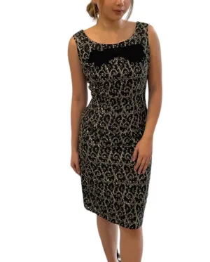 Gold Sprite - Black w Gold La-Me WiggleVintage 60s Cocktail Dress
