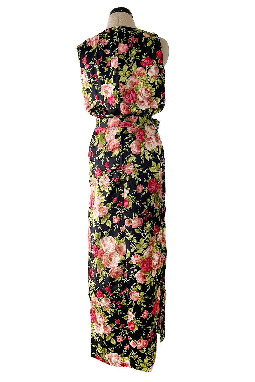 Gorgeous 1950s Fused Chenille Flowers on Silk Dress w Ostrich Feather Trim Jacket