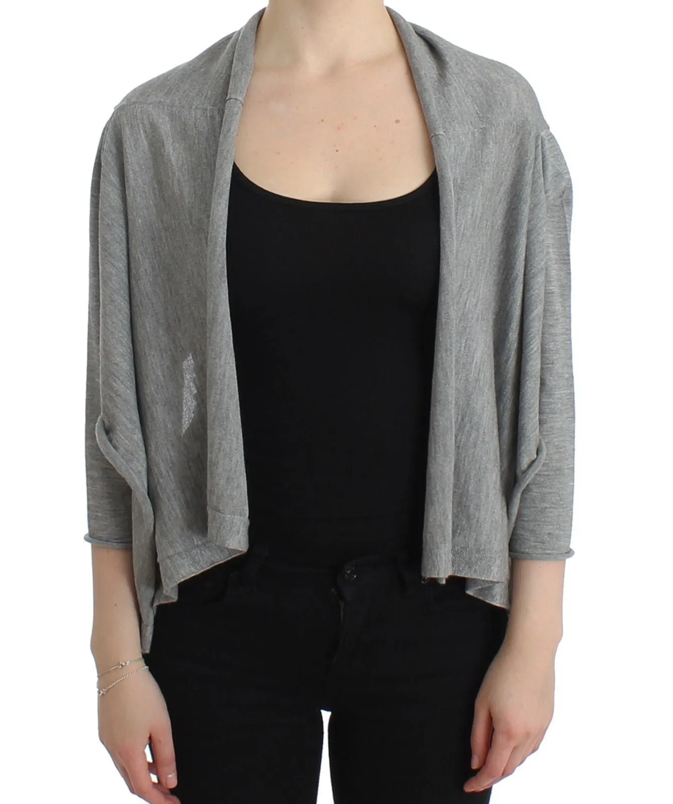 Gray Cashmere Cardigan Shrug Bolero Wrap Sweater