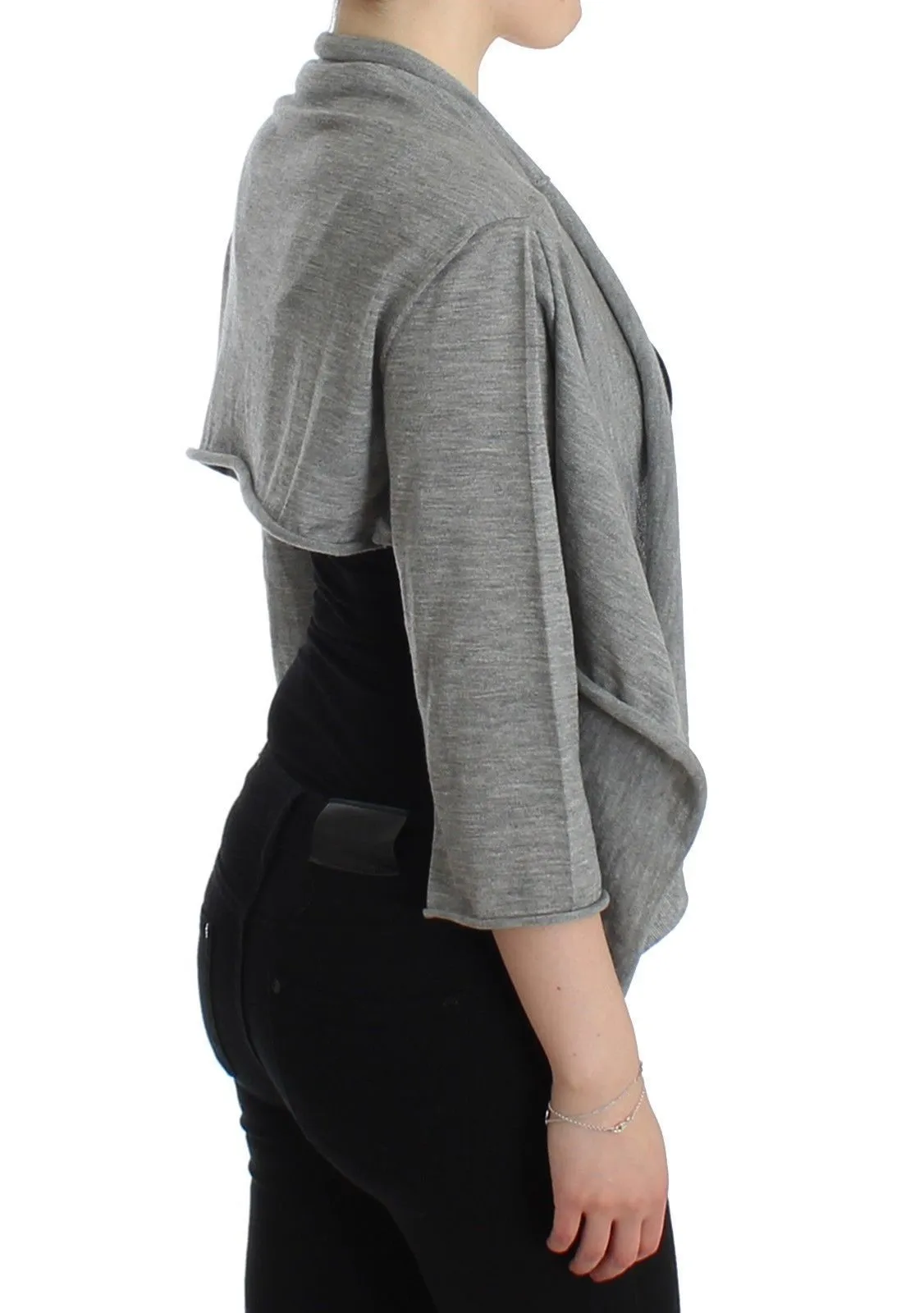 Gray Cashmere Cardigan Shrug Bolero Wrap Sweater