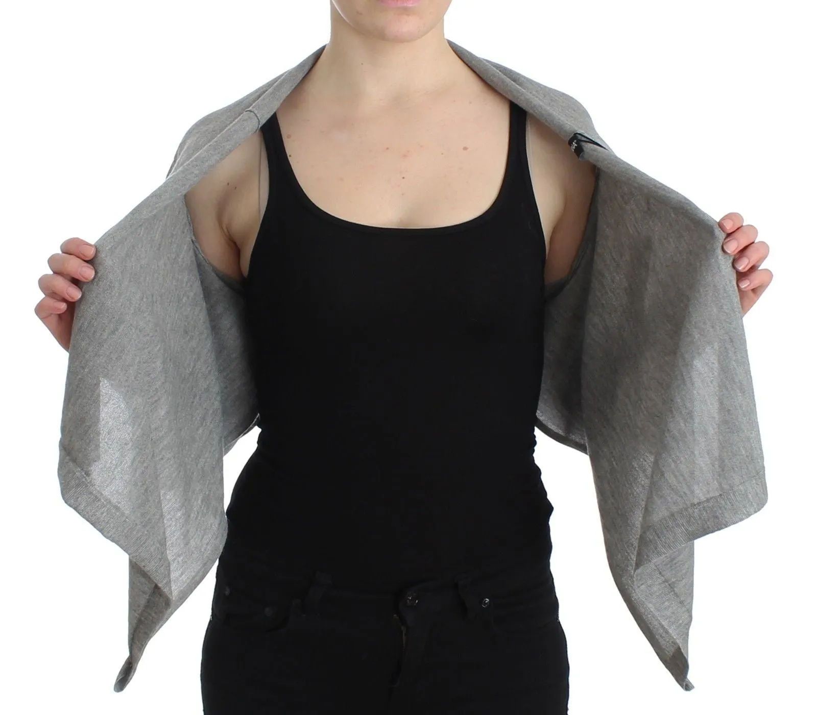 Gray Cashmere Cardigan Shrug Bolero Wrap Sweater