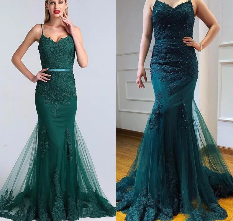 Green Sexy Sweetheart Lace Crystal Evening Dress Dubai Luxury Mermaid Formal Party Gown Real Photo