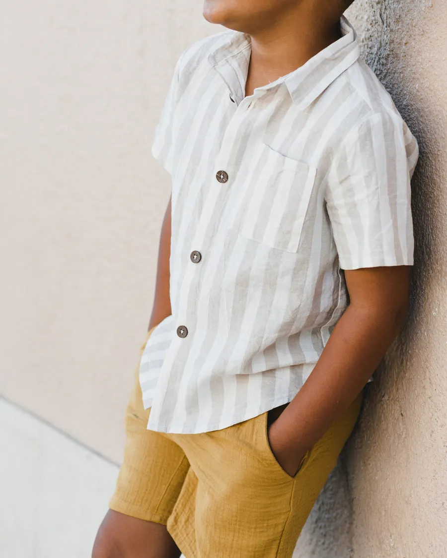 GREY STRIPE COLLARED SHIRT