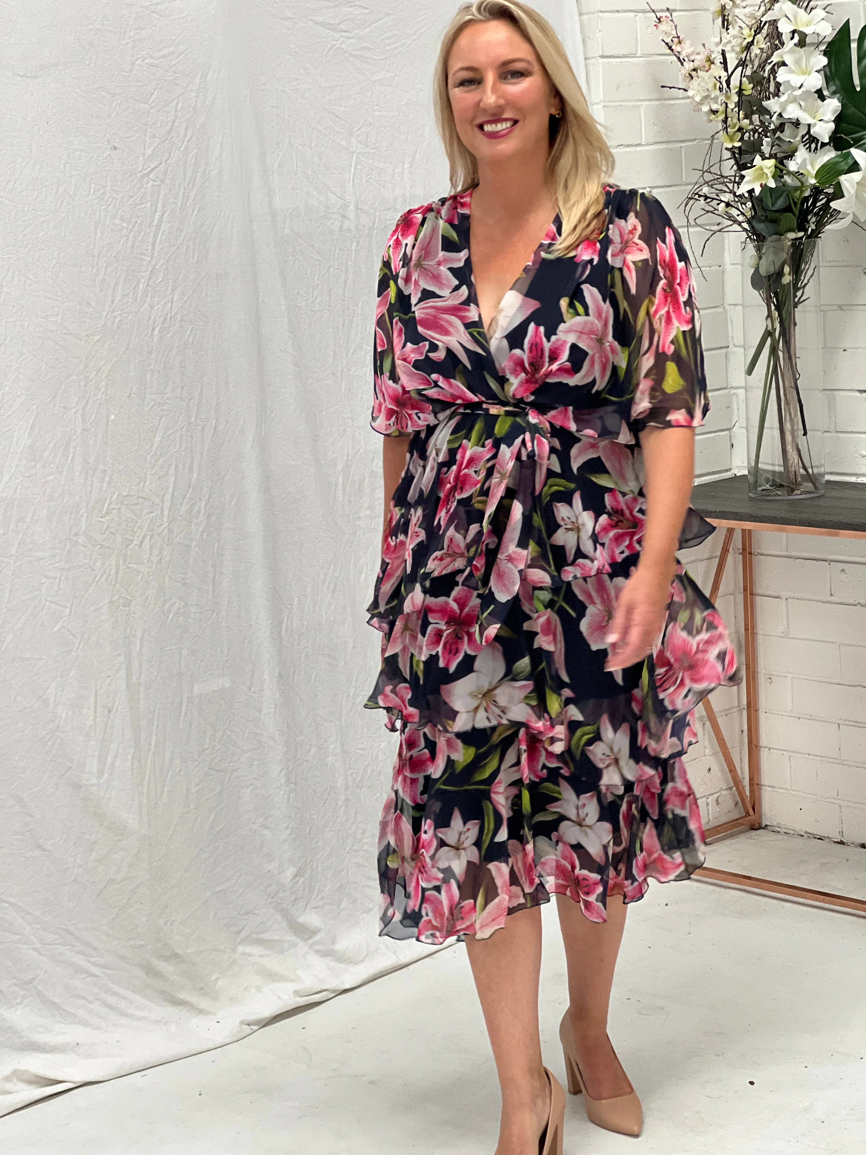 Harper Navy Floral Dress