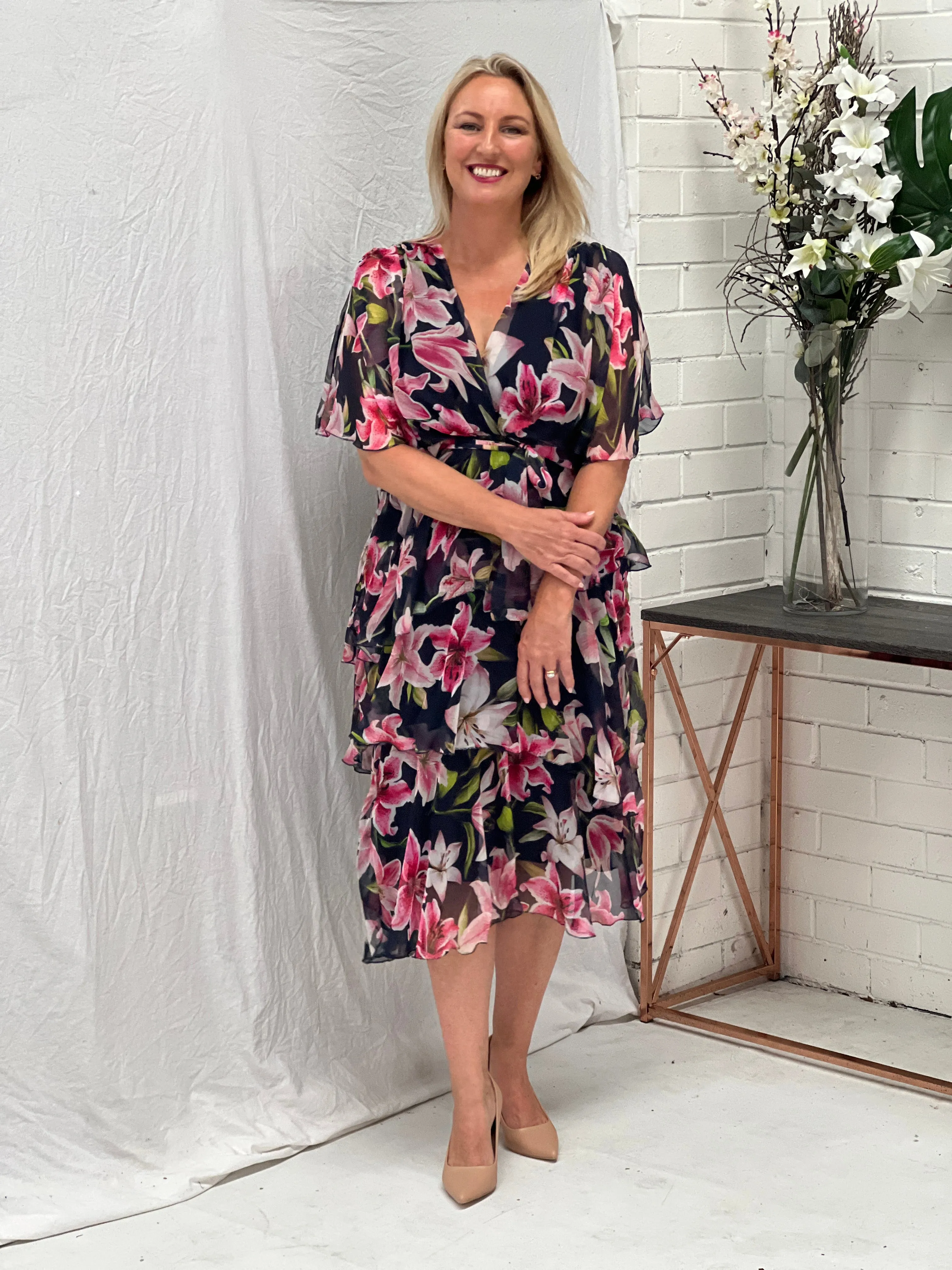 Harper Navy Floral Dress