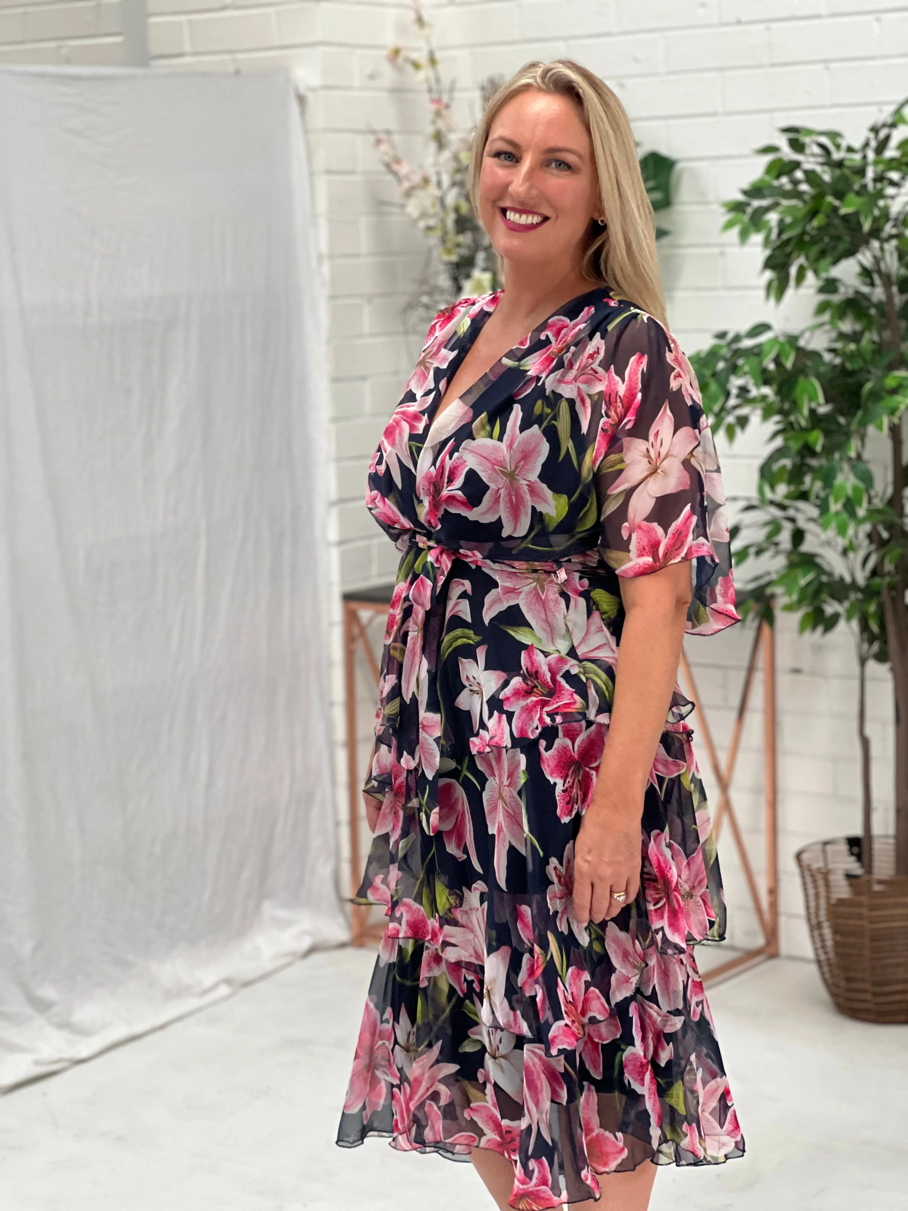 Harper Navy Floral Dress