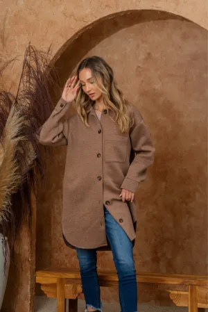 Hazel Blues® |  Oversized Fleece Collared Button Up Shacket
