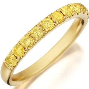 Henri Daussi Yellow Diamond Pave Band
