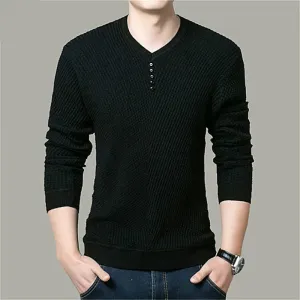 Hot Sale Solid Color Pullover Men V Neck Men Sweater Casual Long Sleeve Brand Mens Sweaters High Quality Wool Cashmere Sweaters
