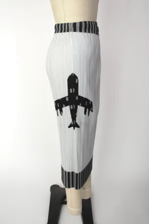 Issey Miyake Pleats Please Airplane Appliqué Skirt