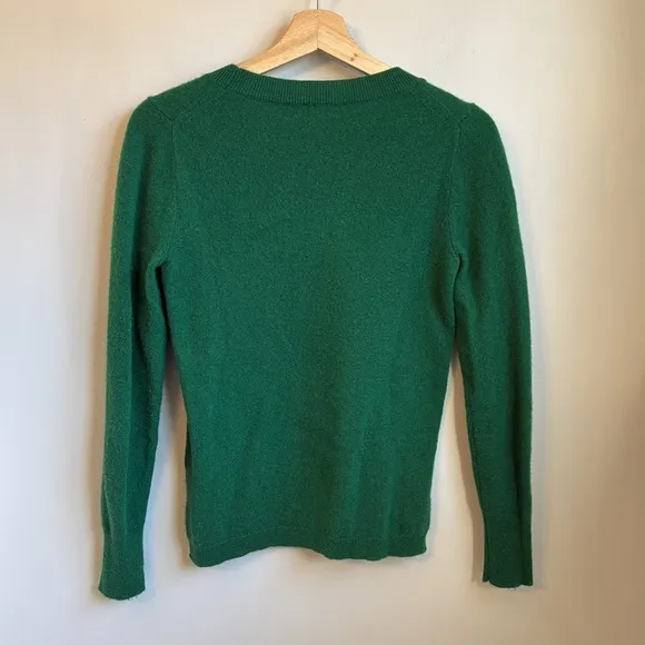 J. Crew 100% Cashmere crewneck sweater with Lurex metallic heart XS