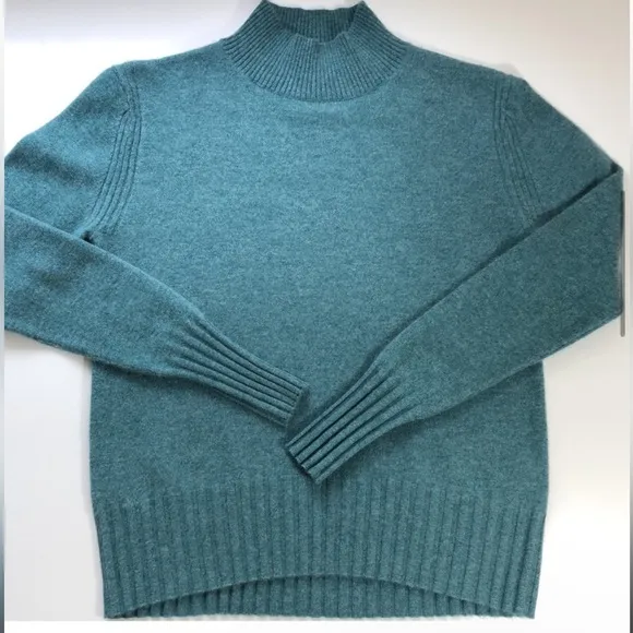J CREW Cashmere Mockneck Sweater Womens XS Teal Green