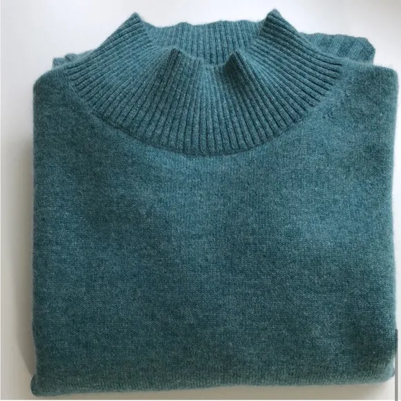 J CREW Cashmere Mockneck Sweater Womens XS Teal Green