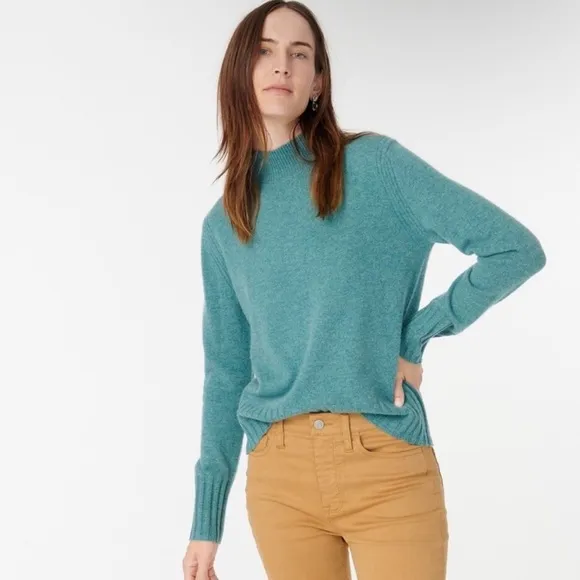 J CREW Cashmere Mockneck Sweater Womens XS Teal Green